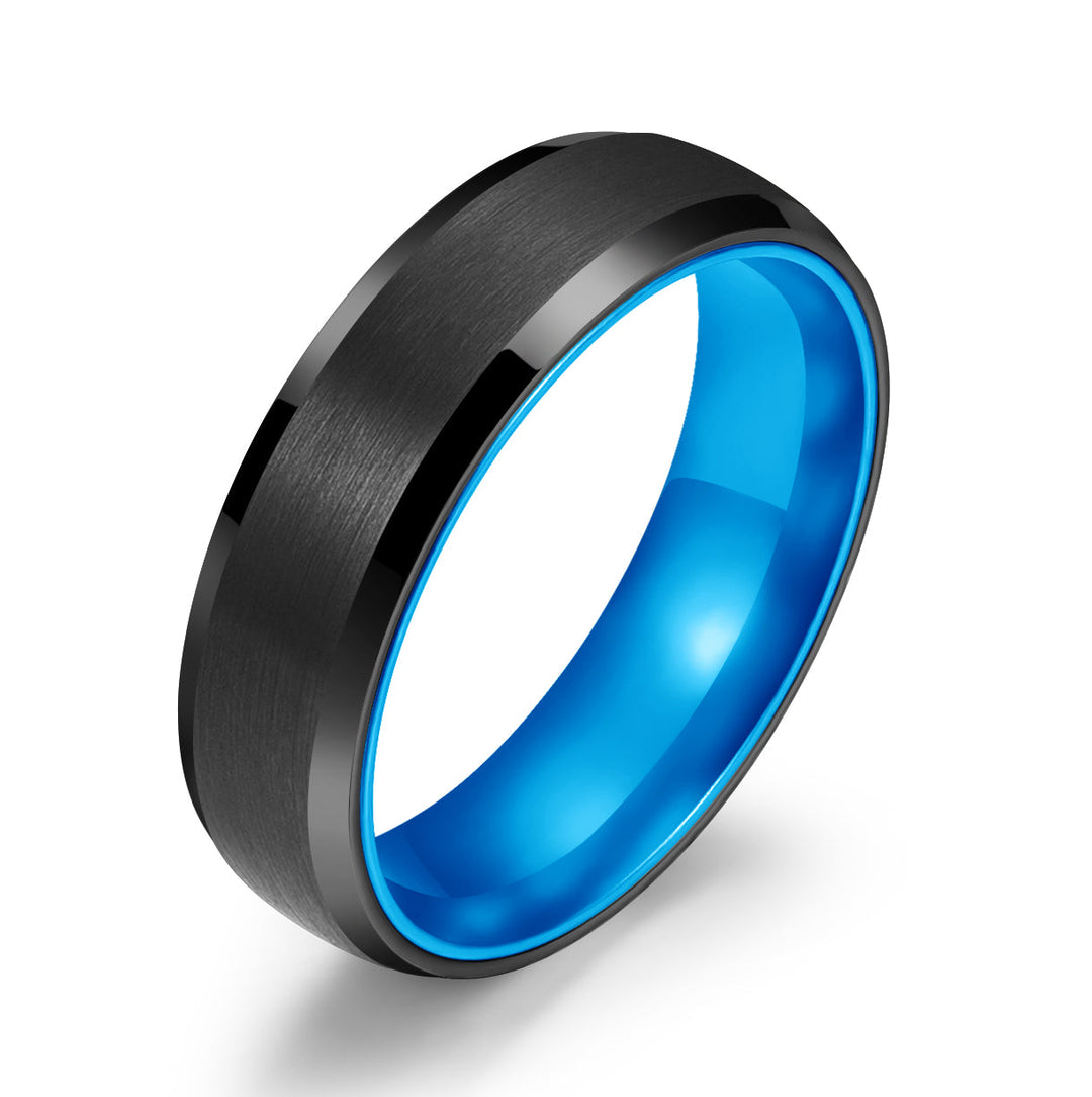 Pristine Passion Blue Interior Tungsten Men's Wedding Band 6MM - Rings By Pristine