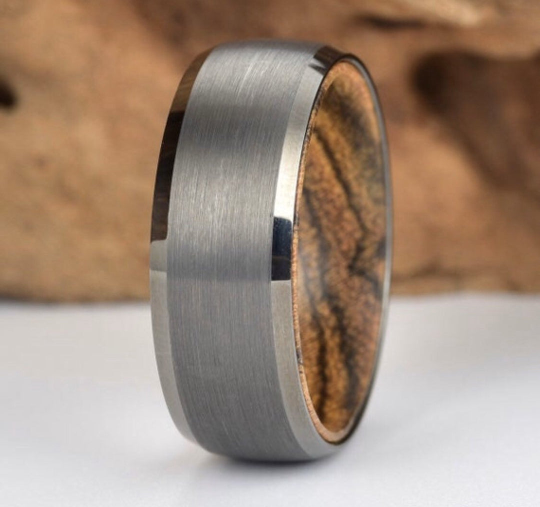 Bocote Men's Wedding Band Tungsten Men's Wedding Band 6MM-8MM - Rings By Pristine