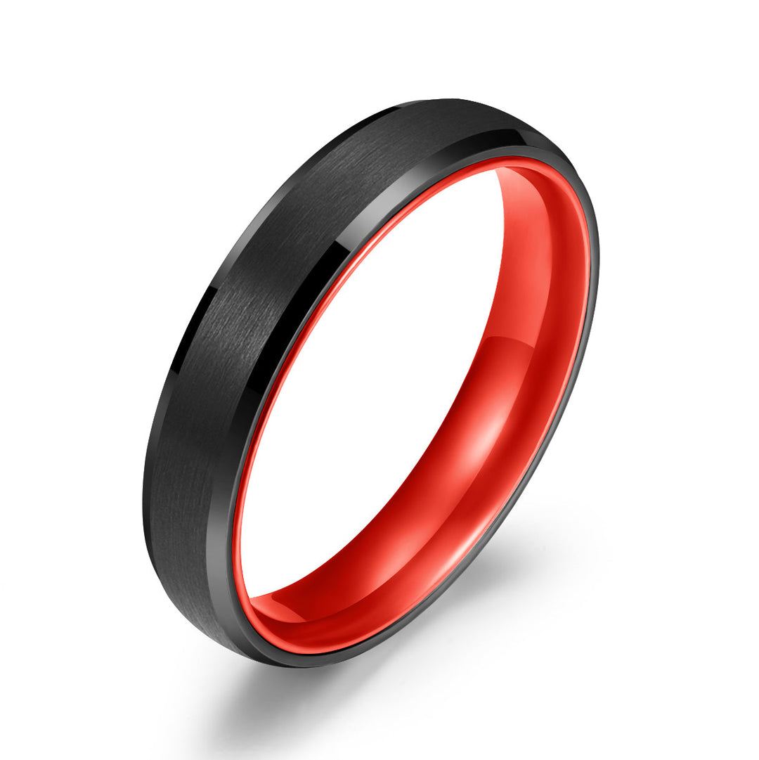 Pristine Passion Red Interior Tungsten Women's Wedding Band 4MM - Rings By Pristine