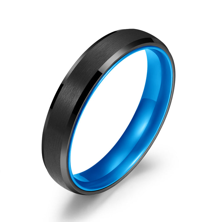 Pristine Passion Blue Interior Tungsten Women's Wedding Band 4MM - Rings By Pristine