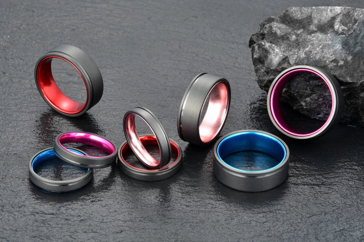 Gun Metal Grey Titanium Ring Pristine Rose Men's Wedding 4MM-8MM - Rings By Pristine