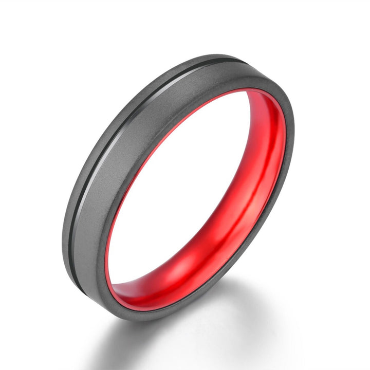 Gun Metal Grey Titanium Wedding Ring Pristine Red 4MM-8MM - Rings By Pristine