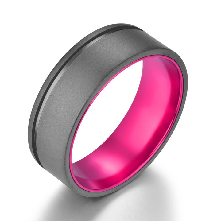 Gun Metal Grey Titanium Wedding Ring - Pristine Purple - Rings By Pristine