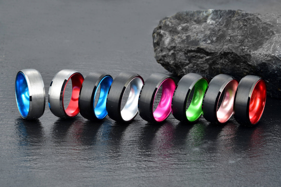 Gun Metal Grey Titanium Wedding Ring - Pristine Purple - Rings By Pristine