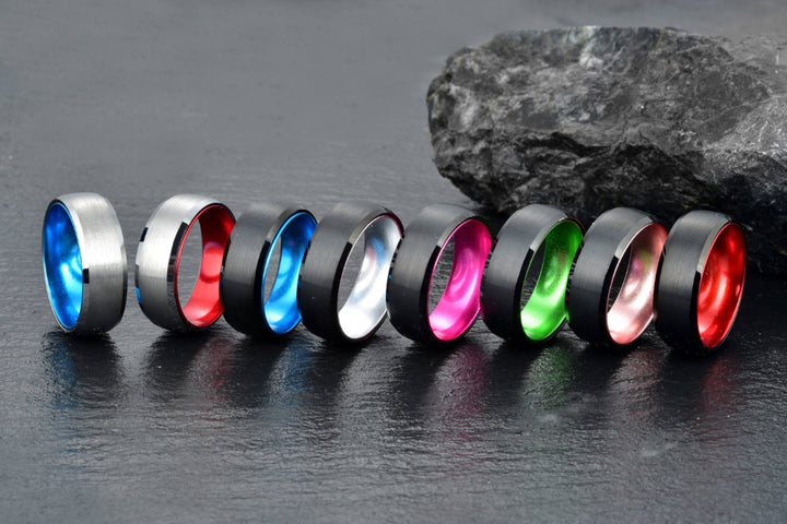 Gun Metal Grey Titanium Wedding Ring - Pristine Purple - Rings By Pristine