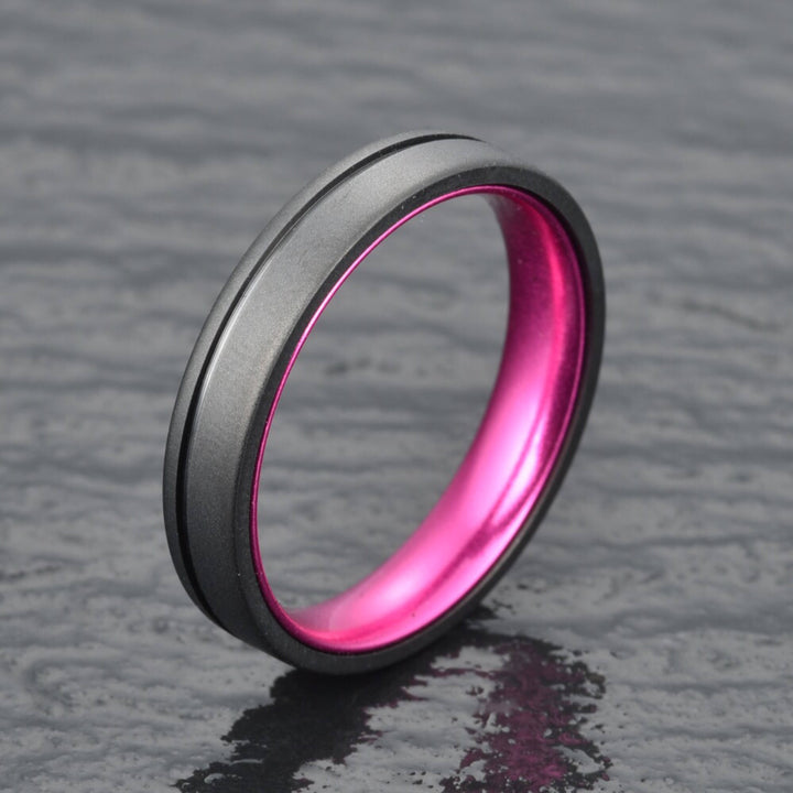 Gun Metal Grey Titanium Wedding Ring - Pristine Purple - Rings By Pristine