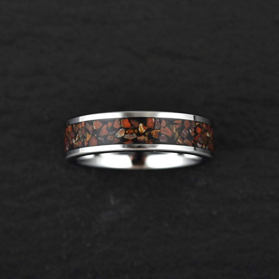 Red Rex Dinosaur Bone Tungsten Men's Wedding Band 4MM-8MM - Rings By Pristine