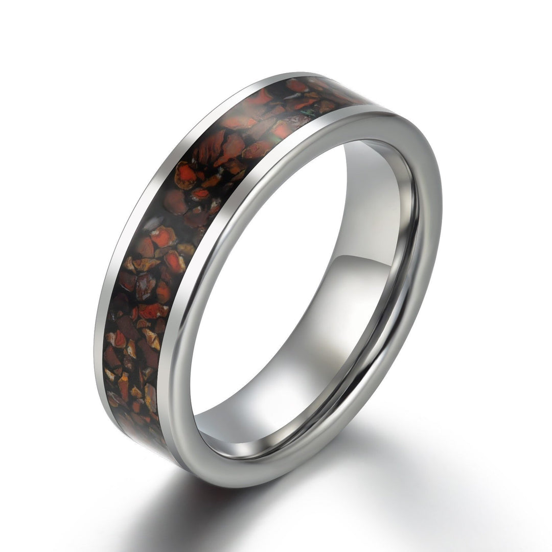 Red Rex Dinosaur Bone Tungsten Men's Wedding Band 4MM-8MM - Rings By Pristine