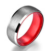 Silver Tungsten Wedding Ring - Passion Red - Rings By Pristine