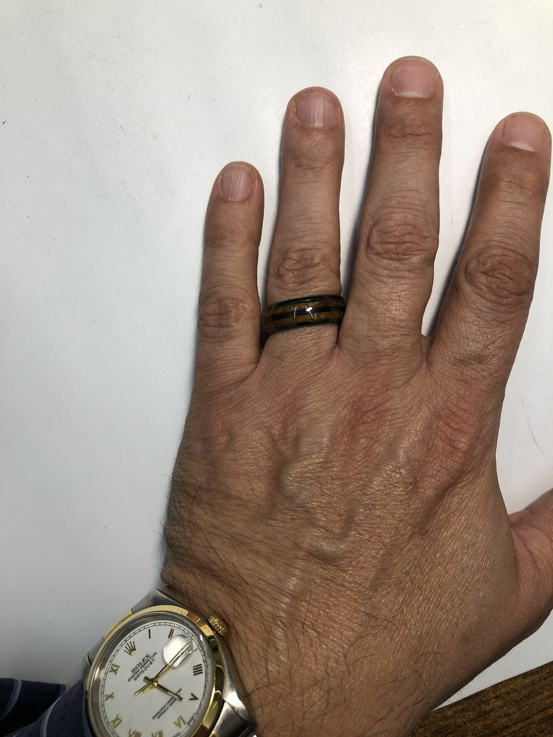 Tobacco Leaf Mens Wedding Band Black Ceramic Wedding Ring Mens Ring - Rings By Pristine