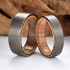Whiskey Barrel Wood Mens Wedding Ring Gun Metal Grey Tungsten Comfort Fit Wooden Ring Rings By Pristine - Rings By Pristine