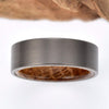 Whiskey Barrel Wood Mens Wedding Ring Gun Metal Grey Tungsten Comfort Fit Wooden Ring Rings By Pristine - Rings By Pristine