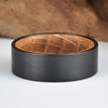 Whisky Barrel Wood Black Tungsten Men's Wedding Band 4MM-8MM - Rings By Pristine