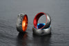 Wood Grained Damascus Ring Red Anodized Aluminum Interior - Rings By Pristine 