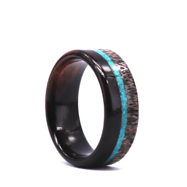 Mens Party Jewelry Finger Ring Craft Ebony Ring Gift Natural Wood
