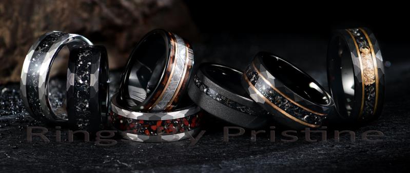 Black Titanium Men's Eternity Wedding Band Ring with Cubic Zirconia CZ,  Comfort Fit 8mm SZ 7 | Amazon.com