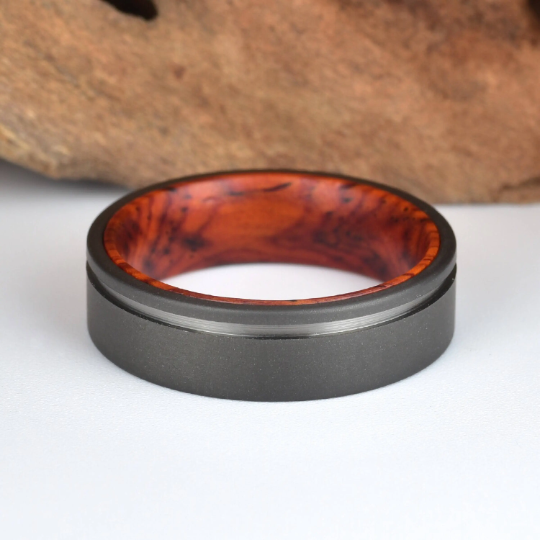 Titanium Cocobolo Men's Wedding Band 8MM