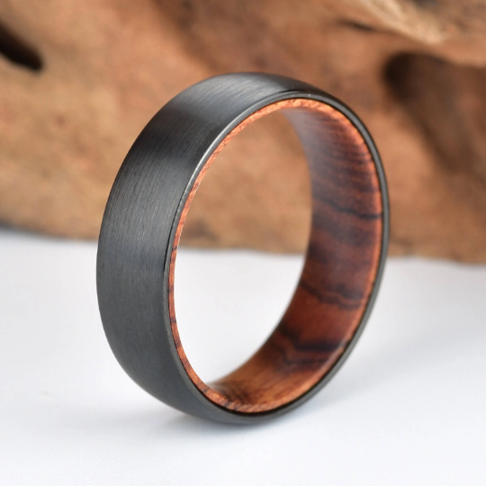 Snake Wood Tungsten Men's Wedding Band 8MM