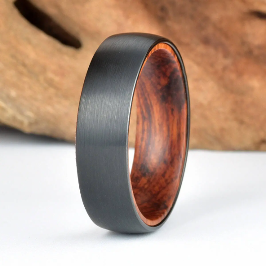 Snake Wood Tungsten Men's Wedding Band 8MM