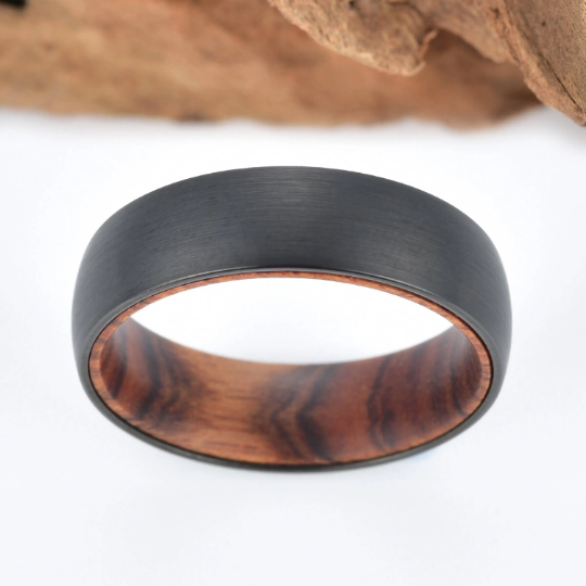 Snake Wood Tungsten Men's Wedding Band 8MM