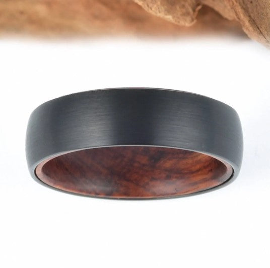 Snake Wood Tungsten Men's Wedding Band 6MM