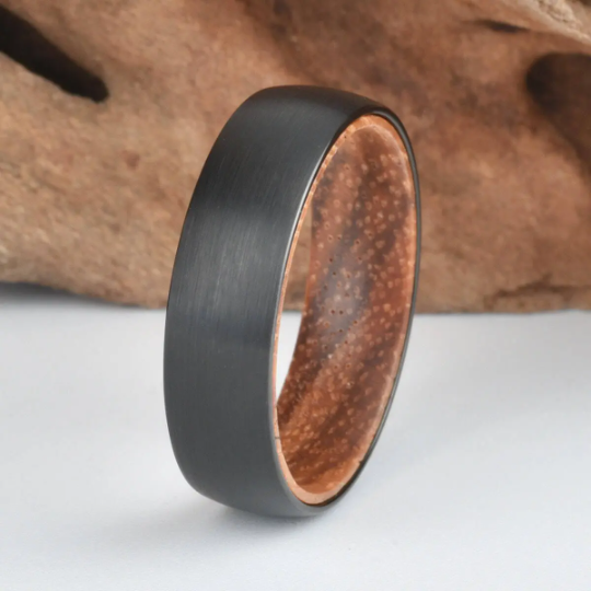 Koa Wood Tungsten Men's Wedding Band 8MM