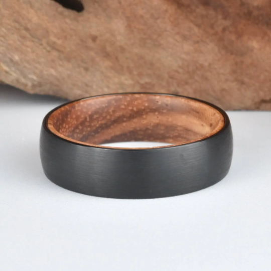 Koa Wood Tungsten Men's Wedding Band 8MM