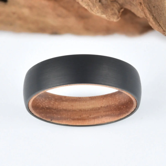 Koa Wood Tungsten Men's Wedding Band 8MM