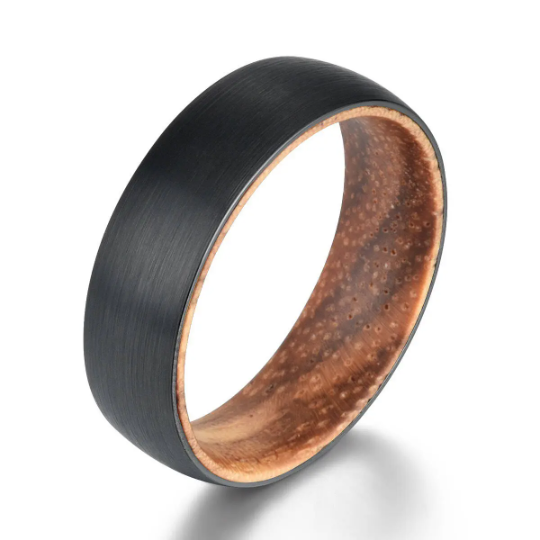 Koa Wood Tungsten Men's Wedding Band 8MM