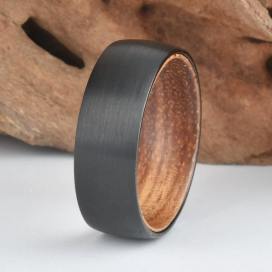 Koa Wood Tungsten Men's Wedding Band 6MM