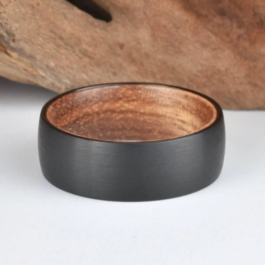 Koa Wood Tungsten Men's Wedding Band 6MM