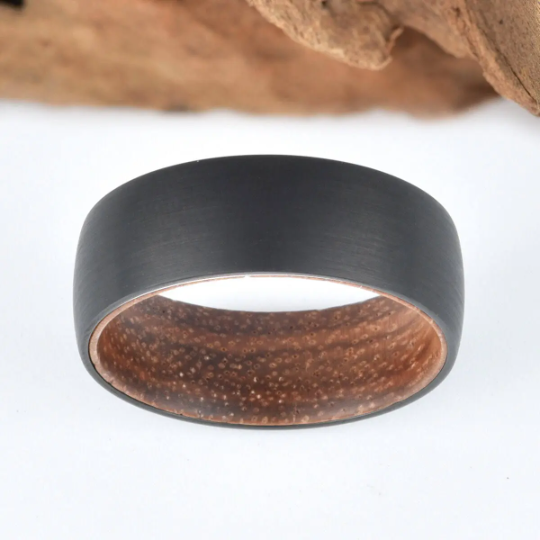 Koa Wood Tungsten Men's Wedding Band 6MM