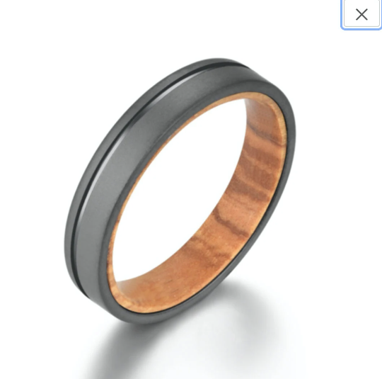 Olive Wood Black Titanium Wedding Band 8MM