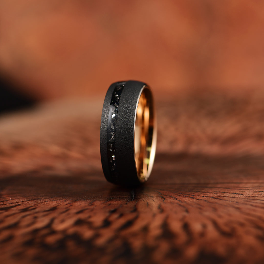 The Gladiator Ring - Black Hammered Tungsten Meteorite Men's Wedding Band 8MM