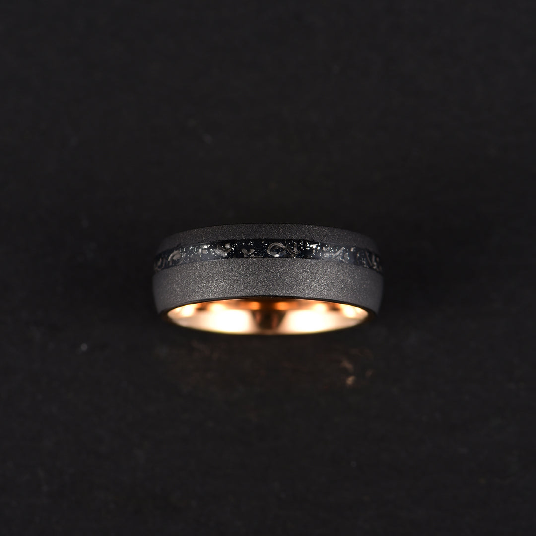 The Gladiator Ring - Black Hammered Tungsten Meteorite Men's Wedding Band 8MM