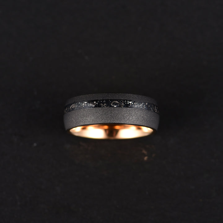 The Gladiator Ring - Black Hammered Tungsten Meteorite Men's Wedding Band 8MM