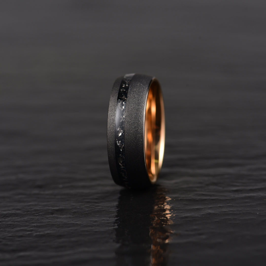 The Gladiator Ring - Black Hammered Tungsten Meteorite Men's Wedding Band 8MM