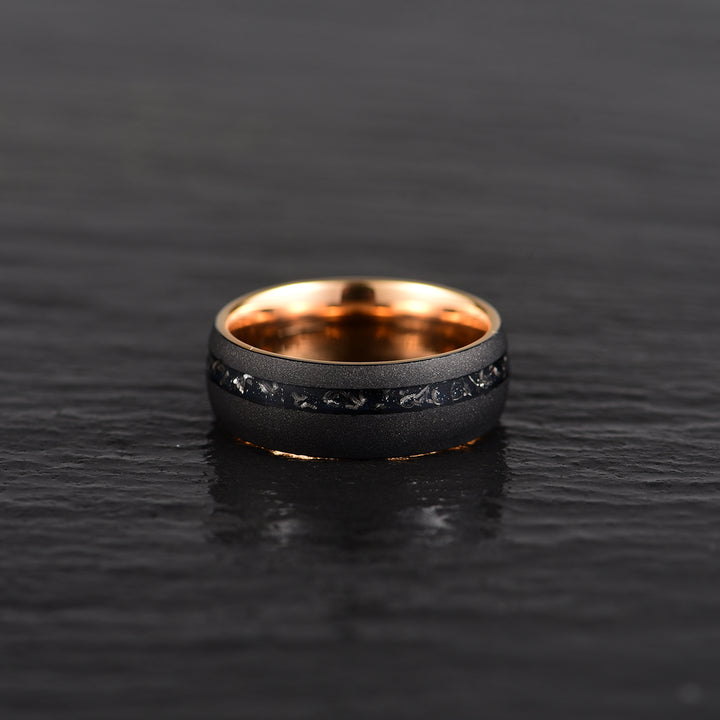 The Gladiator Ring - Black Hammered Tungsten Meteorite Men's Wedding Band 8MM