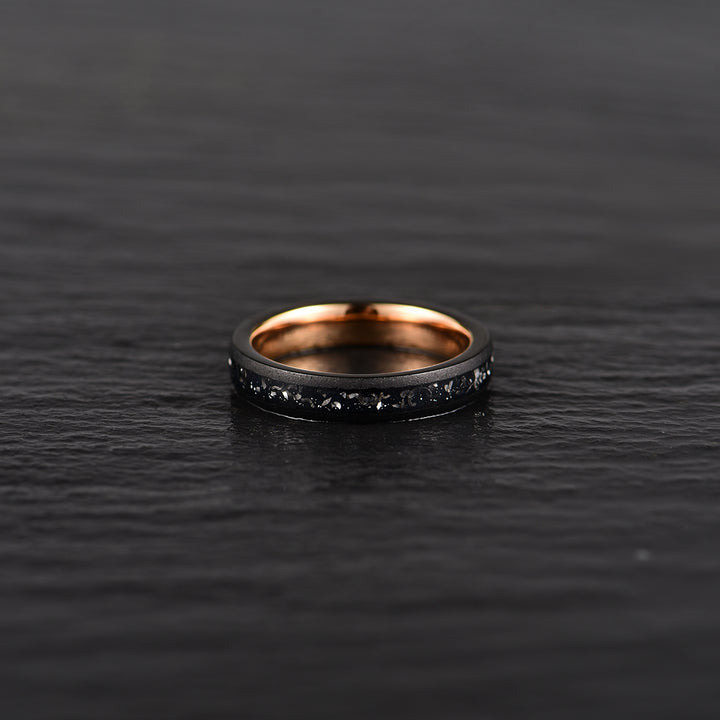 The Gladiator Ring - Rose Tungsten Crushed Meteorite Women's Wedding Band 4MM