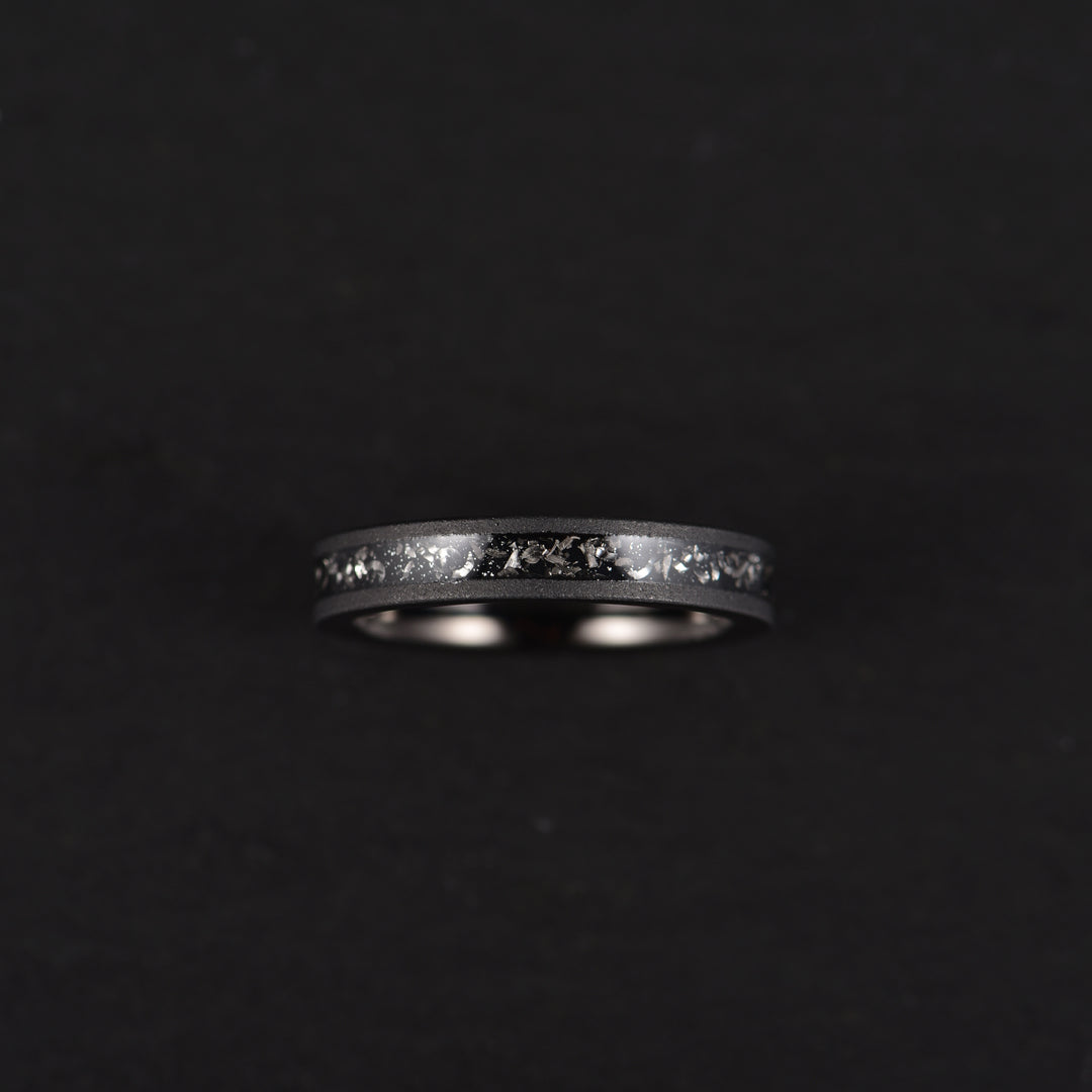 Black Meteorite Band - Muonionalusta Meteorite, Rustic Sandblasted Finish, Tungsten Men's Ring 8MM