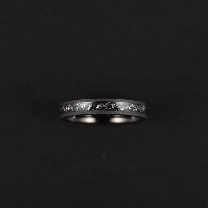 Black Meteorite Band - Muonionalusta Meteorite, Rustic Sandblasted Finish, Tungsten Men's Ring 8MM