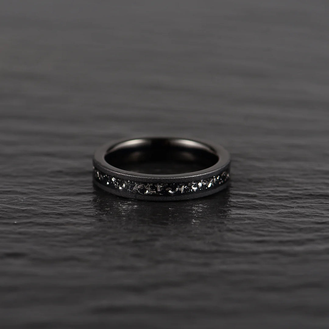 Black Meteorite Band - Black Tungsten Meteorite Sand Blasted 4MM