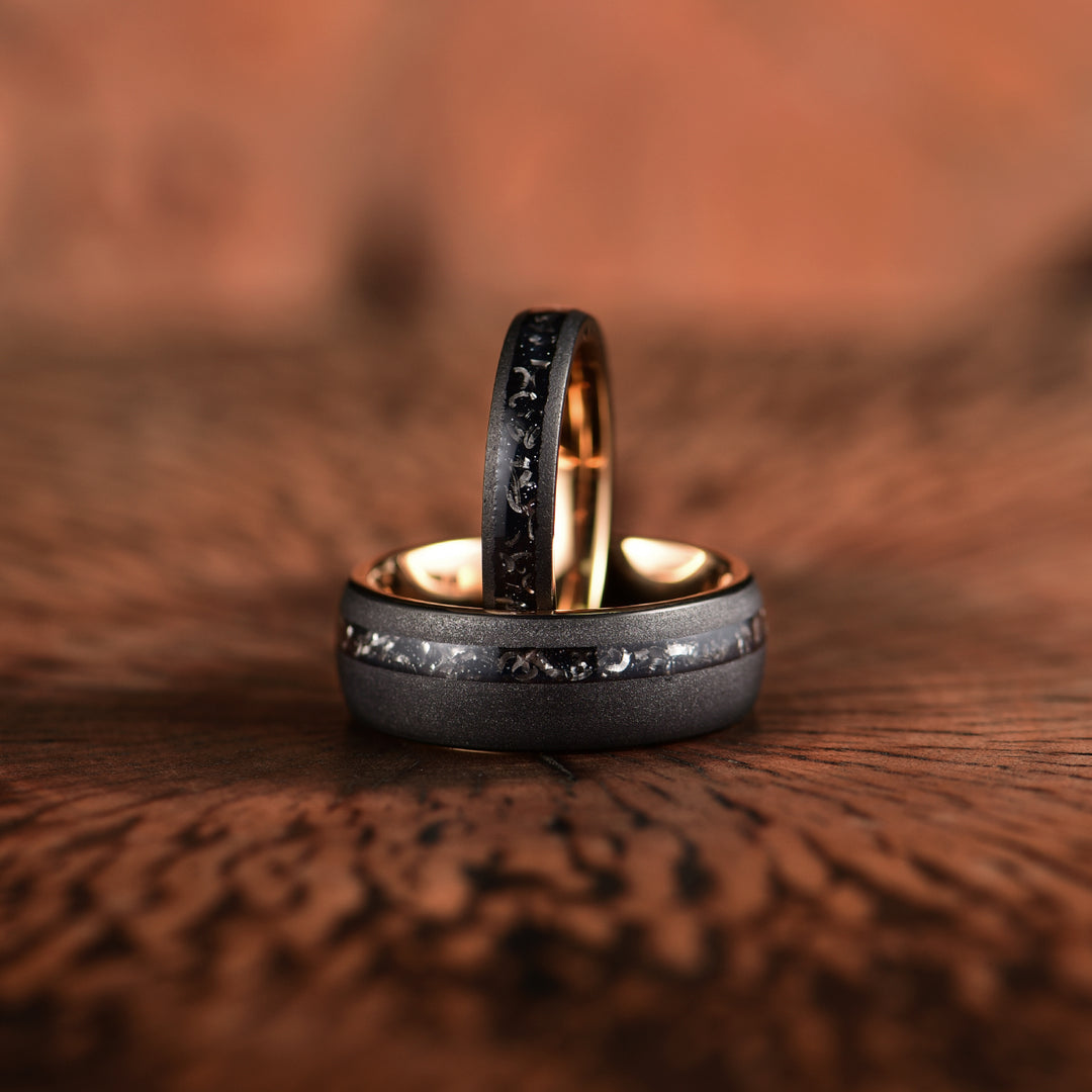 The Gladiator Ring - Black Hammered Tungsten Meteorite Men's Wedding Band 8MM