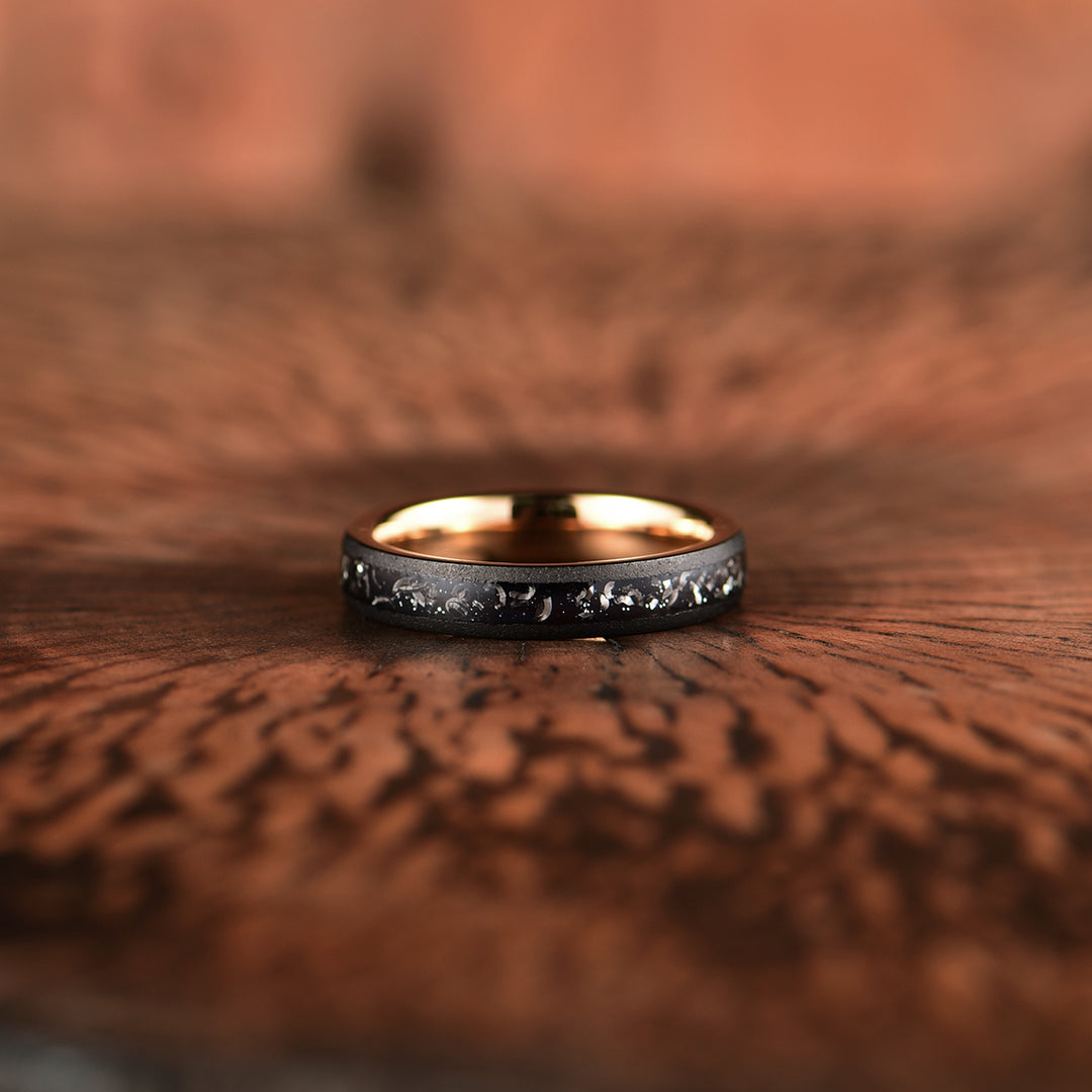 The Gladiator Ring - Black Hammered Tungsten Meteorite Men's Wedding Band 8MM