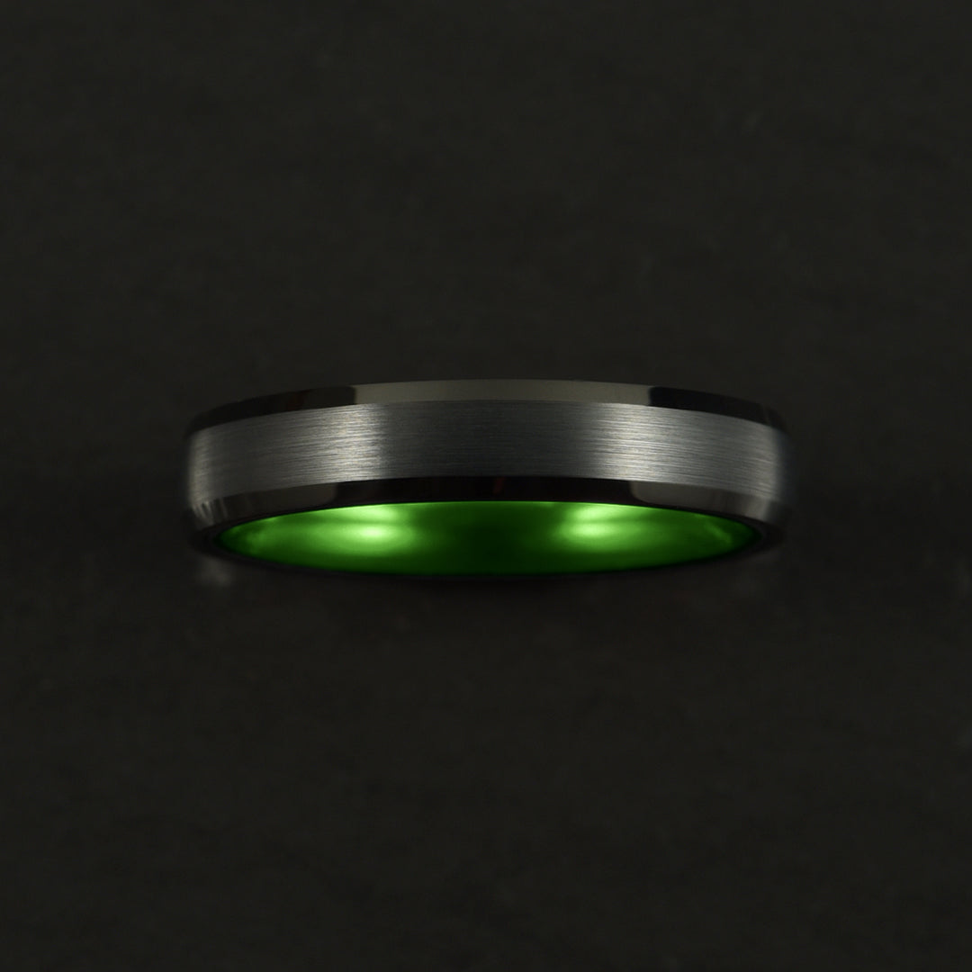 Pristine Passion Green Interior Tungsten Men's Wedding Band 6MM