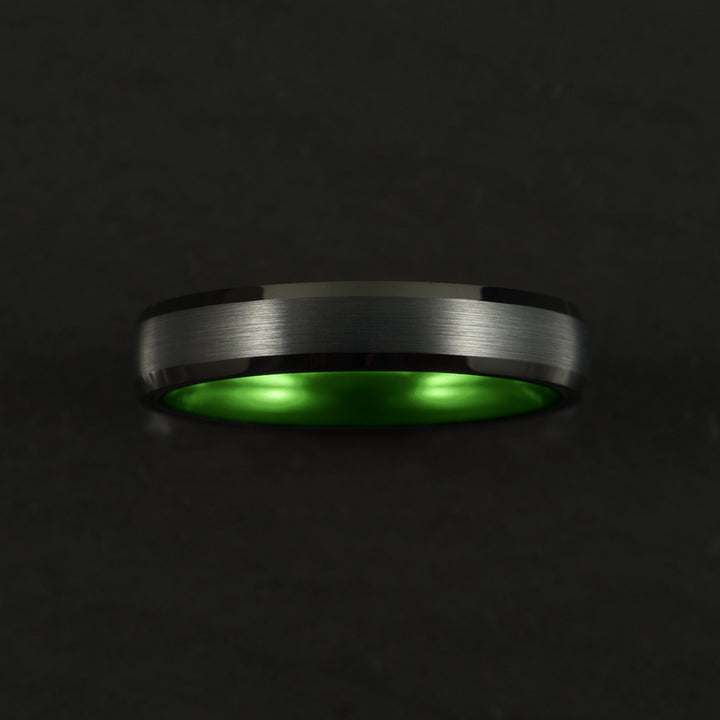 Pristine Passion Green Interior Tungsten Wedding Band 8MM