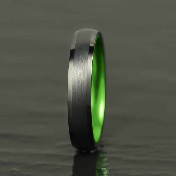 Pristine Passion Green Interior Tungsten Wedding Band 8MM