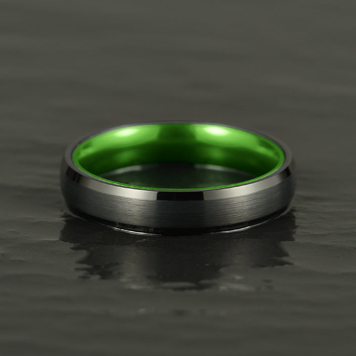 Pristine Passion Green Interior Tungsten Wedding Band 8MM