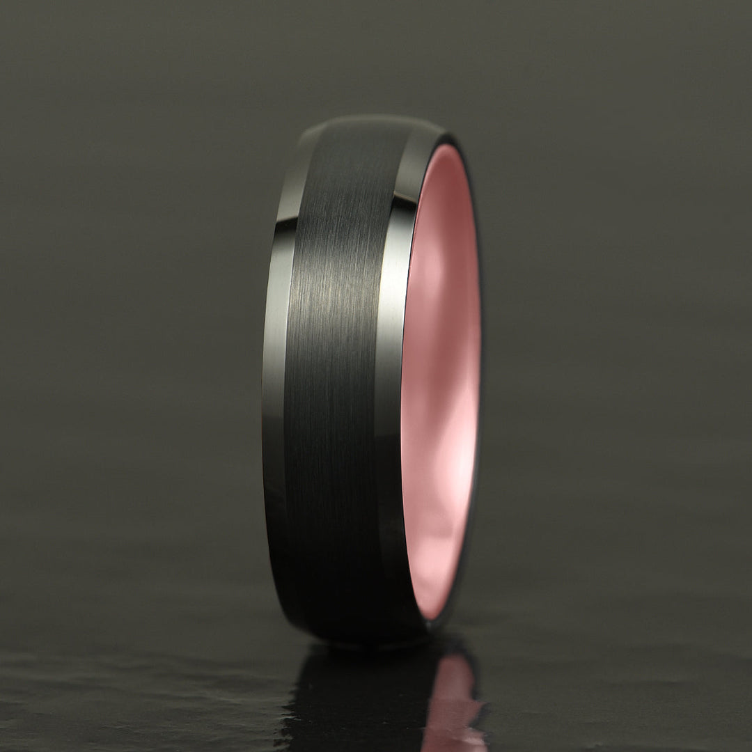 Pristine Passion Rose Interior Tungsten Wedding Band 8MM