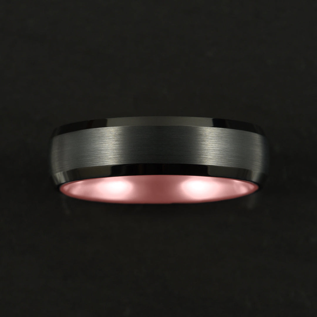 Pristine Passion Rose Interior Tungsten Wedding Band 8MM